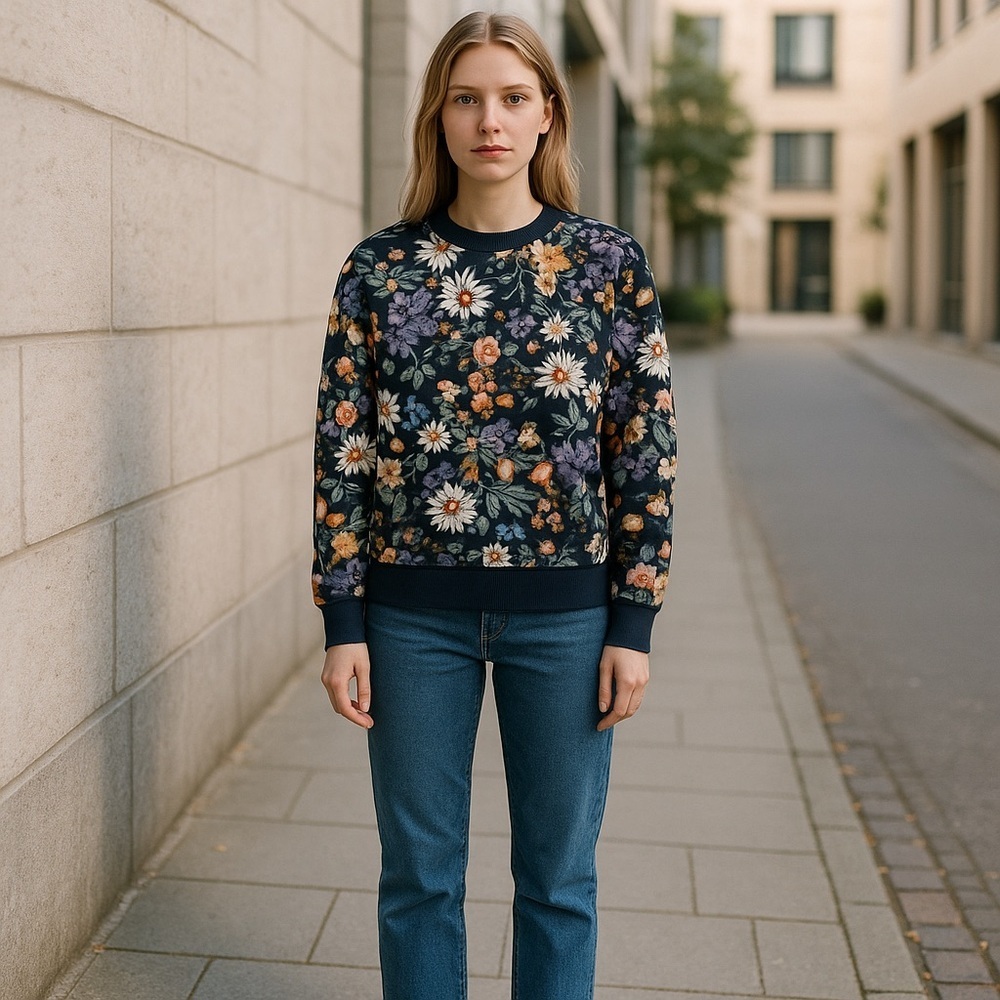 LCKR | Fleece Crewneck sweatshirt size Small Floral Print